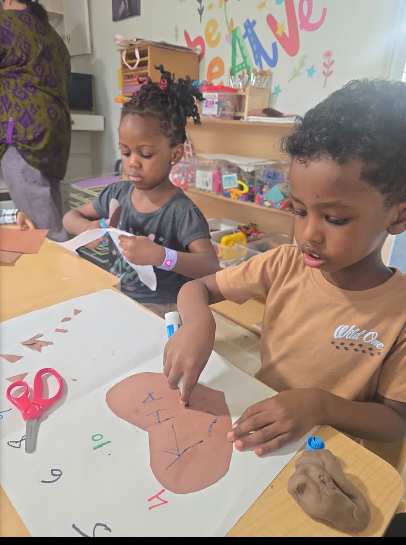 Kids working on a creative art and craft project